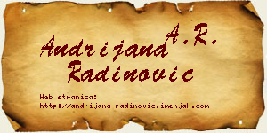 Andrijana Radinović vizit kartica